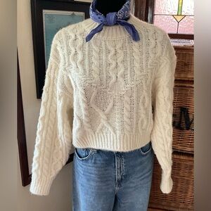 MNG Mango Cropped Cableknit Sweater
